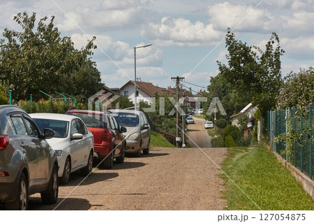 Village street view in summer, Czechia Village street view in summer, Czechia 127054875