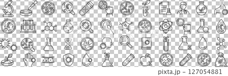 向量單色細胞生物學線圖示集 向量單色細胞生物學線圖示集 127054881