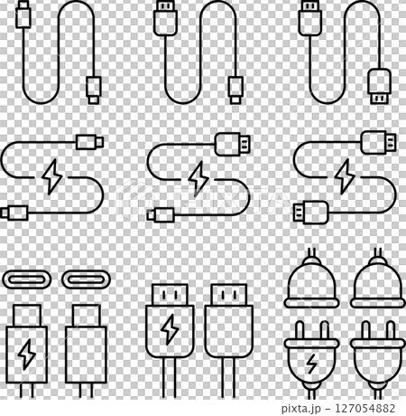 電纜和充電線圖示集 127054882