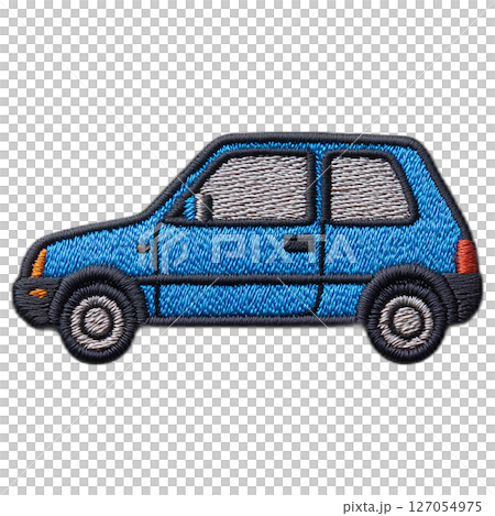 藍色小型汽車刺繡補丁 127054975