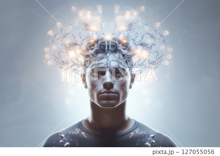 Modern technology of the future, robot on light background 127055056