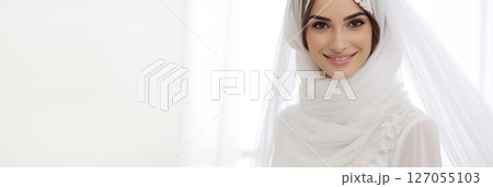 Portrait of an Arab girl bride on a light background Portrait of an Arab girl bride on a light background 127055103
