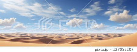 Desert on blue sky background with white clouds 127055107