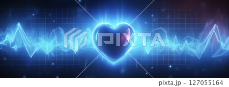 Heart with graph on blue background 127055164