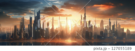 Modern technologies of the future metropolis on a light background Modern technologies of the future metropolis on a light background 127055189
