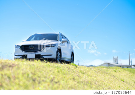 白いSUVタイプの自動車 白いSUVタイプの自動車 127055644