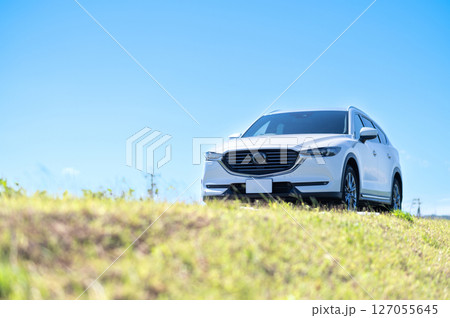 白いSUVタイプの自動車 白いSUVタイプの自動車 127055645
