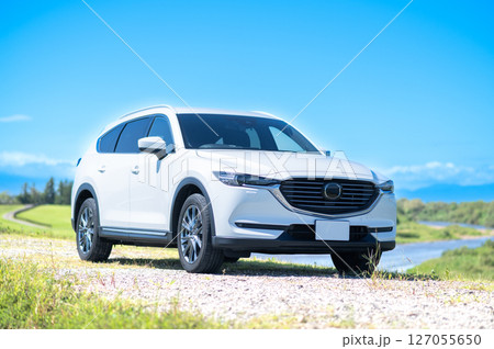 白いSUVタイプの自動車 白いSUVタイプの自動車 127055650