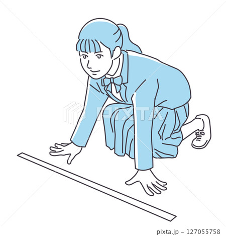 スタート位置につく女子高校生 127055758