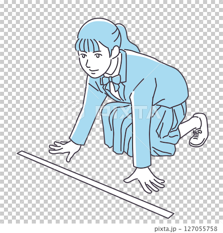 スタート位置につく女子高校生 127055758