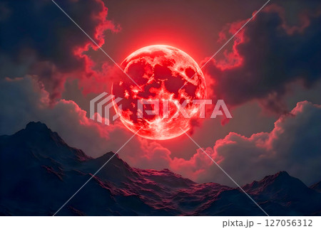 the moon in the night sky 127056312