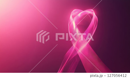 Pink Ribbon of Hope, Minimalist Breast Cancer Awareness Design for Custom Text Space 127056412