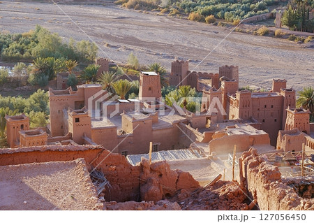 Buildings of kasbah Ait Ben Haddou in Atlas Mountains in Morocco 127056450