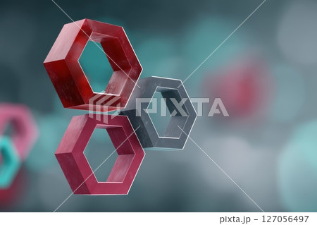 Bold Geometric Shapes in Motion with Glowing Effects in a Digital Environment 127056497