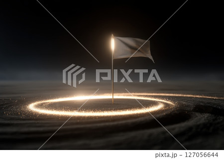 Silhouette of Glowing Flag in Space with Particles and Orbital Effects Silhouette of Glowing Flag in Space with Particles and Orbital Effects 127056644