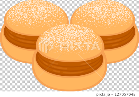 Berlines donuts filled with dulce de leche illustration Berlines donuts filled with dulce de leche illustration 127057048