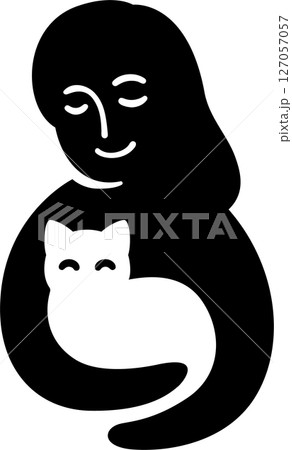 Woman holding cat minimal logo 127057057