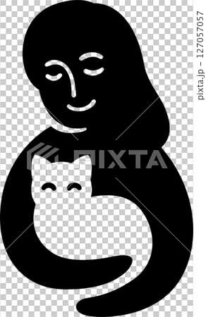 Woman holding cat minimal logo 127057057