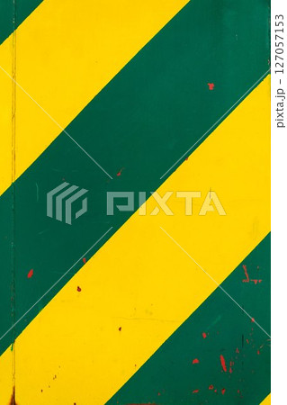 Yellow and green sheet metal background with transverse stripes Yellow and green sheet metal background with transverse stripes 127057153