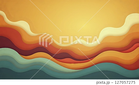 Retro Abstract Waves With Warm Grain Texture 127057275