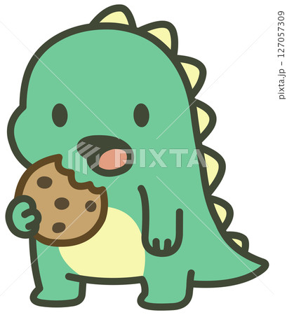 Cute Dino Eating a Cookie 127057309