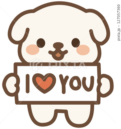 Cute White Puppy with I Love You Sign Cute White Puppy with I Love You Sign 127057360