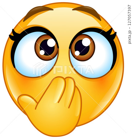 Female Emoticon with Hand on Mouth 127057397