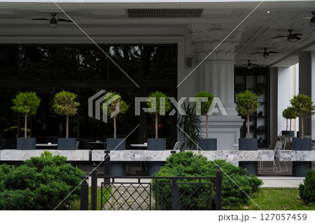 Outdoor terrace of an expensive restaurant in Batumi, Georgia Outdoor terrace of an expensive restaurant in Batumi, Georgia 127057459