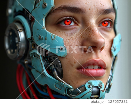 woman in virtual reality headset 127057881