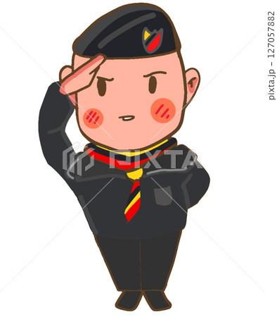 vector of boy with black soldier 127057882