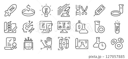 biotech startup icon set. It included science, business, innovation, medical and more icons. Editable Vector Stroke. 127057885