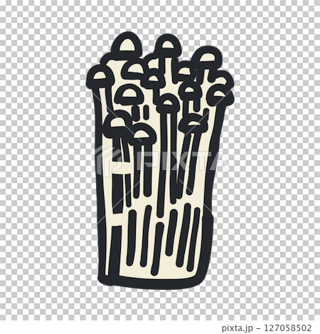 Enoki mushroom outline hand drawn color illustration 127058502