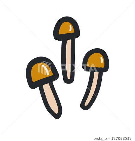 なめこの輪郭あり手描きカラーイラスト なめこの輪郭あり手描きカラーイラスト 127058535