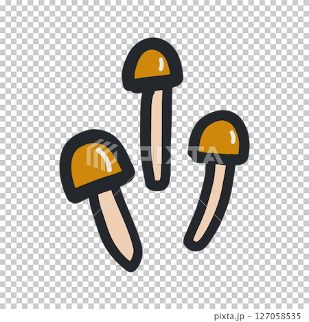 なめこの輪郭あり手描きカラーイラスト なめこの輪郭あり手描きカラーイラスト 127058535