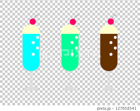 クリームソーダのアイコンのイラストのセット 127058541