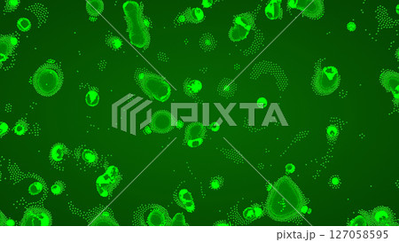 Bacterial Colony Spread on Green Background 127058595
