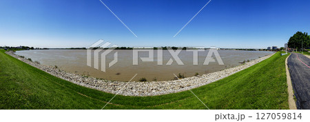The Ohio River at Evansville, Indiana in Spring 127059814