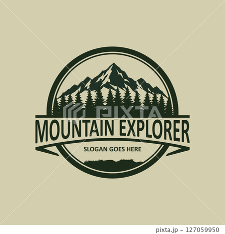 Mountain logo design vector illustration, outdoor adventure . Vector graphic for t shirt and other uses 127059950