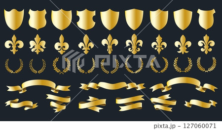 Golden heraldic symbol set Golden heraldic symbol set 127060071