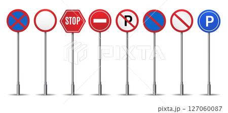 Realistic road traffic signs Realistic road traffic signs 127060087