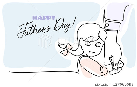 Child holds hand of father with love. Fathers day card. Child holds hand of father with love. Fathers day card. 127060093