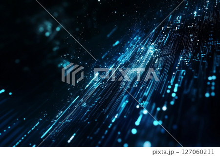 Abstract Representation of Digital Light Trails in a Dark Environment Creating a Sense of Movement 127060211