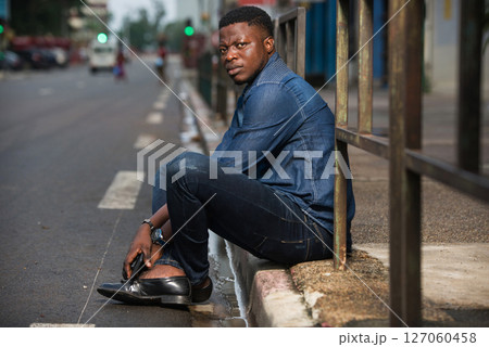 portrait of young african man. 127060458