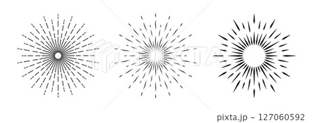 A set of sun rays on a light background. Solar bursts, elements of a shining star. 127060592