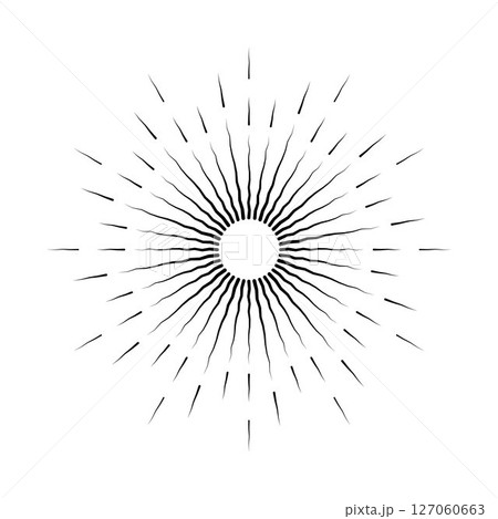 The sun and the sun rays in vintage style. Sunburst on a white background. The sun and the sun rays in vintage style. Sunburst on a white background. 127060663