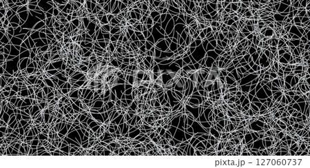 Black scribble chaos seamless bg with white pen strokes texture 127060737