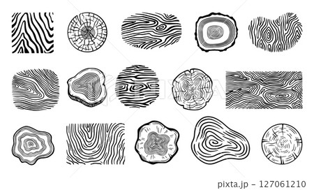 Doodle tree log textures. Trees rings,...のイラスト素材 [127061210] - PIXTA