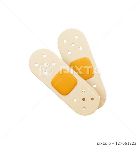 Medical patch 3d icon. Realistic plaster, home aid equipment, help with cuts or blisters. Adhesive plasters for first aid, healthcare, render vector elements Medical patch 3d icon. Realistic plaster, home aid equipment, help with cuts or blisters. Adhesive plasters for first aid, healthcare, render vector elements 127061222