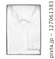 Classic white shirt with cuffs for cufflinks in the box on a white background 127061383