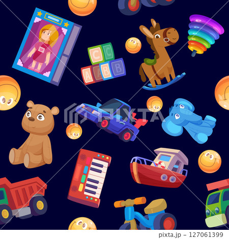 Toys patterns. seamless background with kids toys Toys patterns. seamless background with kids toys 127061399